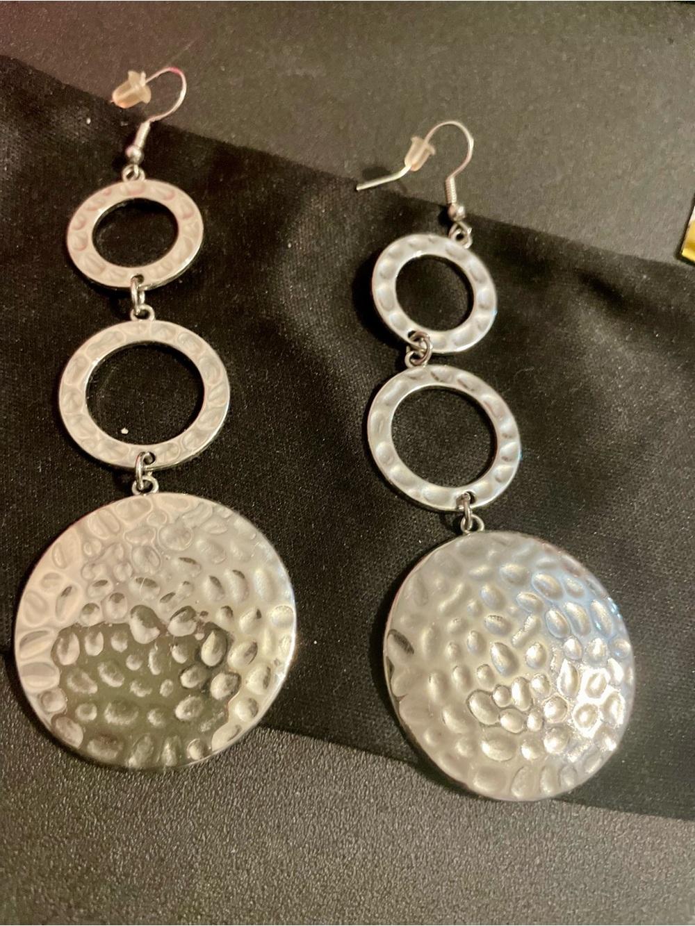 Hammered METAL Silver-rTone Drop Earrings - Women Jewelry